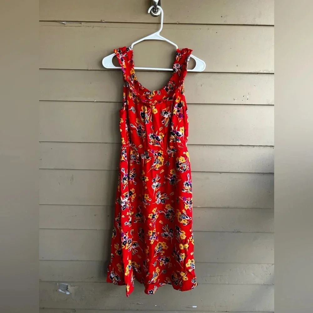 Anthropologie Red Floral Midi Dress